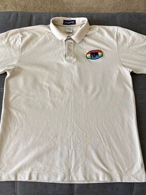 Vintage Outer Banks Tan cotton Polo Shirt L. Made In USA